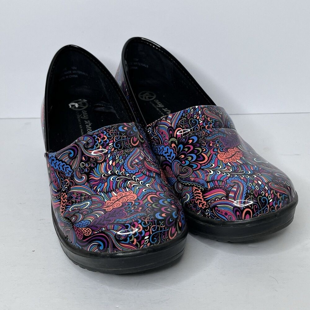EASY WORKS by EASY Street Floral Print Work Clogs Womens Size 10 M